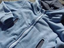 Veste à capuche zippée Block Stripes Ottobre 1/2015 en sweat bouclette effet jean...